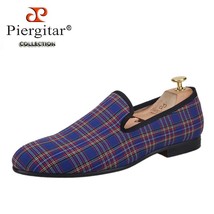 New Handmade Scottish Plaid Men Fabric Shoes Men casual Loafers Plus Size Classi - £176.00 GBP