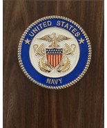 US Navy Solid Brass Emblem 5 1/2&quot; Insignia Military on 8x10 plaque - $142.53 CAD