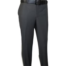 Men's MONO Turkey Slacks 100% Wool Plain Front Regular Fit 2501-06 Charcoal Gray image 2