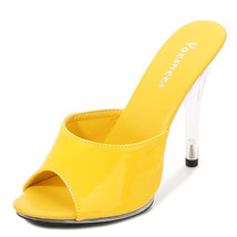 Women Slippers New Patent Leather Sexy Open Toe Sandal Shoes Summer 11CM Transpa - £27.03 GBP