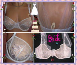 $78 34D Show Victorias Secret Dream Angels Iris Bridal Wedding 2 Tone Lace Tulle - £31.44 GBP