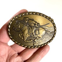 1981 Vintage Western Pony Express Rider Mervyn&#39;s Commemorative Brass Bel... - $7.70