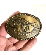 1981 Vintage Western Pony Express Rider Mervyn&#39;s Commemorative Brass Bel... - $7.70