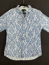 Tommy Hilfiger Men&#39;s Key Paisley Print Longsleeve Shirt Blue X-Large Button Down - £17.59 GBP