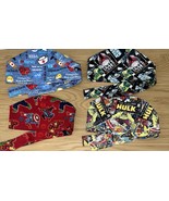 4 Tie Scrub Caps, Nurse, Star Wars, Marvel Comic,  Red Marvel, Handmade - €15,45 EUR