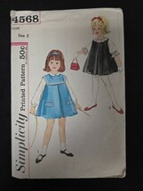 Simplicity Sewing Pattern #4568 Girls Jumper Dress Blouse Size 2 1950s V... - $13.87 CAD