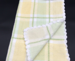 First Impressions Baby Blanket Chenille Plaid Scallop Edge Trim Yellow G... - $21.99