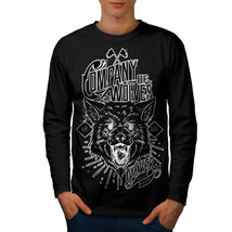 Wellcoda Company of Wolves Mens Long Sleeve T-shirt, Never Graphic Design - £17.90 GBP