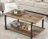 Industrial Coffee Table With Shelf, Wood And Metal Rustic Cocktail Table... - $253.99