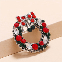 Red &amp; Multicolor Cubic Zirconia &amp; Silver-Plated Wreath Brooch - £10.97 GBP
