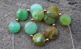 Natural faceted Peruvian opal Gemstone Fancy Coin Gemstone beads, 10 Pie... - £41.73 GBP