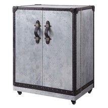 Brancaster Wine Cabinet, Antique Ebony Top Grain Leather &amp; Aluminum - $1,104.00