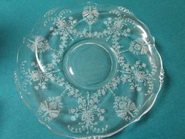 Compatible With Vintage Heisey Glass Silver Overlay Floral Tray Bowl Candle Hold - £55.69 GBP