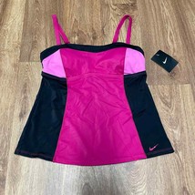 Nike Womens Pink Black Color Block Surge Tankini Swim Top Size Medium #KO15373 - £28.18 GBP
