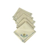 Vintage Linen Cocktail Luncheon Napkins White Embroidered - $276.79 MXN