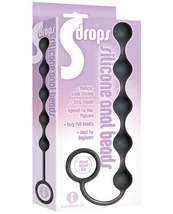 The 9&#39;s S Drops Silicone Anal Beads - Black - £27.15 GBP