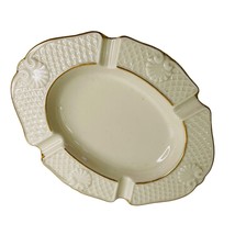 Vintage Lenox Ashtray Aegean Pattern Oval Ivory Color 24K Gold Rim Made in USA - £14.62 GBP