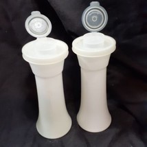 Vintage Tupperware Clear 718 Salt and Pepper Clear Shakers with White Ca... - $11.30