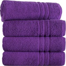 4 Pack Extra L Jumbo Bath Sheets 100% Premium Cotton Soft Purple Towel 500 GSM - £19.97 GBP