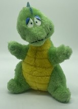 Vintage Dan Brechner Green Yellow Dragon Dinosaur Stuffed Plush 8” 1980s - £5.33 GBP