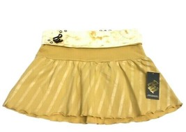 Rocaware Junior&#39;s Gold Cream Mini Skirt Striped Pattern Scallop Hem Sizes M - L - £15.71 GBP
