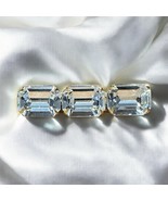 Gold Tone Clear Crystal Art Deco Style Miriam Haskell 3-Stone Brooch CHIC! - $40.00