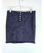 Chaser Womens Skirt L Blueberry Denim Fringe Mini Button Fly Jean Stretc... - $30.71 CAD