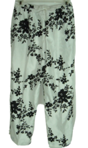 Vtg MSK Black White Floral Print Polyester Sz 14 high waist Capri Pants Y2K - £11.81 GBP