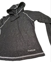 Bebe Sport Black Sparkle Hoodie Raglan Stretch Sweatshirt Women&#39;s Top Size S - £11.78 GBP