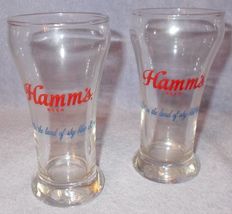  Hamms Beer Sham Glass Set of Two Born in the Land of Sky Blue Waters Ca 1960 - £24.08 GBP