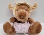 Vintage 1984 Dakin Arctic Circle Baby Moose Plush Yellow Bonnet Diaper - $34.55