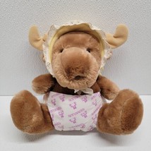 Vintage 1984 Dakin Arctic Circle Baby Moose Plush Yellow Bonnet Diaper - £27.17 GBP