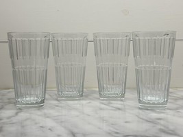 Glass Clear Optic Vertical Lines 14 oz Cooler Glasses Tumblers - Set of 4 - £17.45 GBP