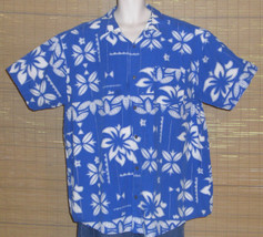 Pineapple Connection Hawaiian Shirt Blue White Floral Size 3XB Big Tall - £25.57 GBP