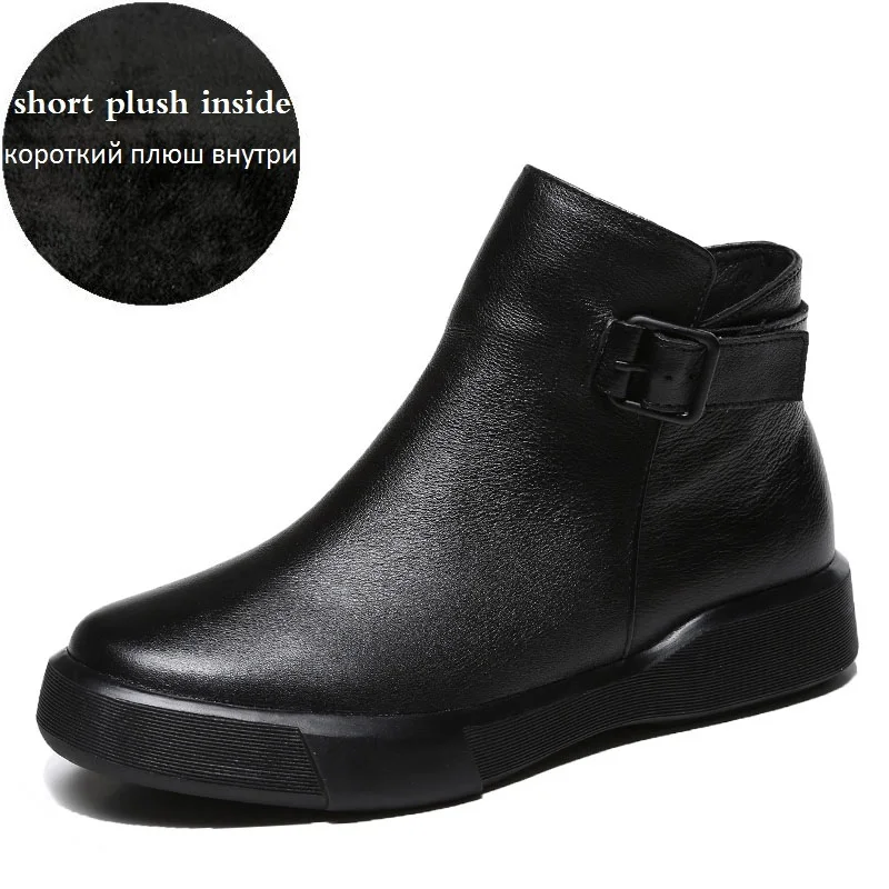 Classic Black Women Boots 100% Genuine Leather Side Zipper Flat Ankle Boots For  - £79.29 GBP