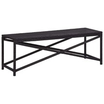Bench Black Poly Rattan, Powder-Coated Steel 47.2 in Durable - $147.49