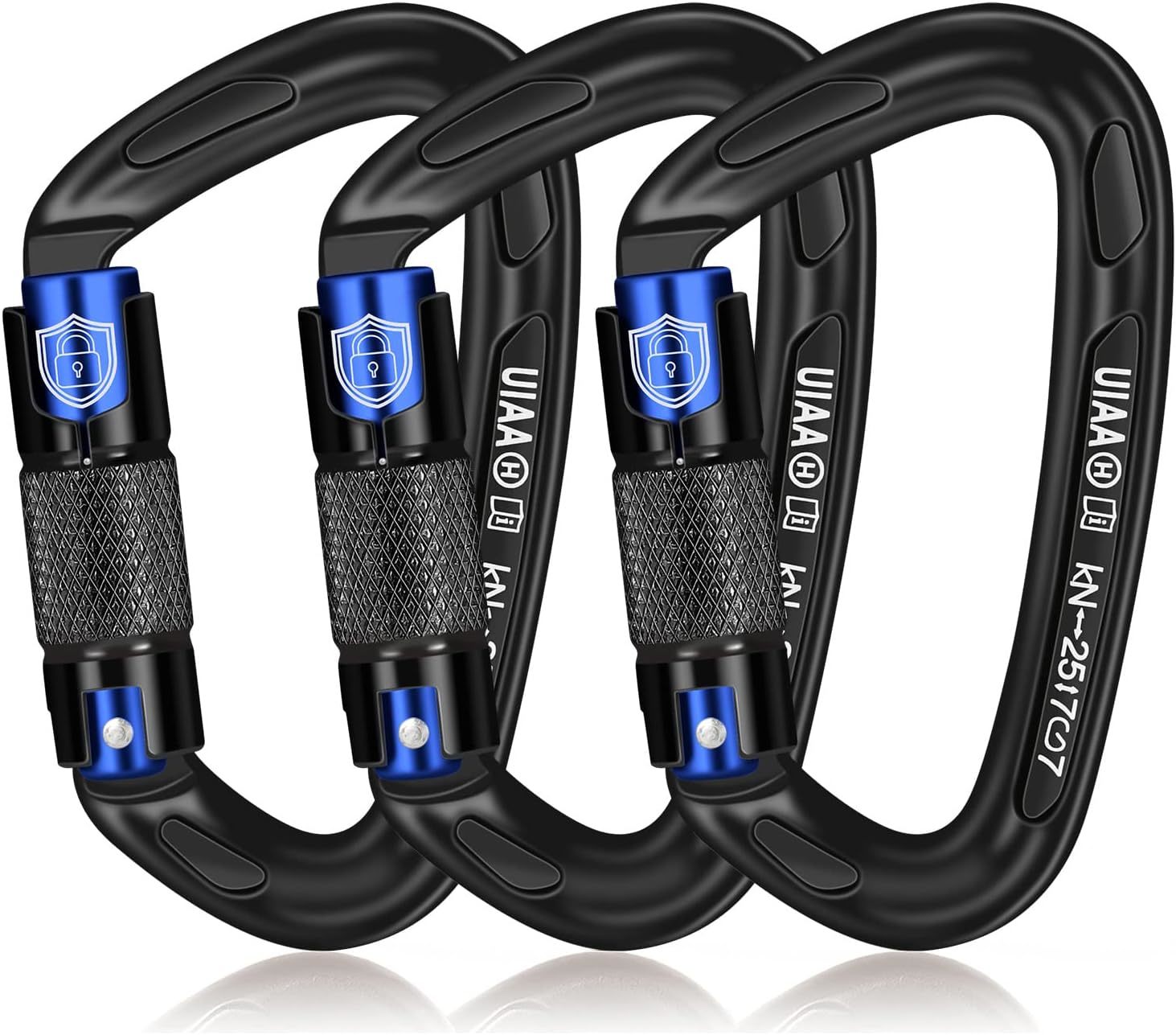 25Kn Auto Locking Carabiner - Uiaa Certified Heavy Duty Climbing, Black - $33.99