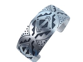 Native American Sterling Hopi Overlay Style Cuff bracelet - £153.75 GBP