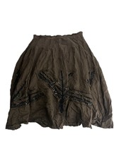 theory bronte washed gauze brown beaded silk skirt Size M - £38.23 GBP
