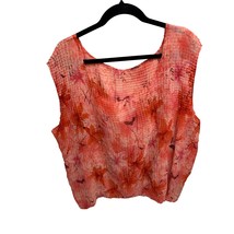 Notations Womens Size 2X Pleated Tank Top Shirt Orange Floral Sleeveless - £12.46 GBP