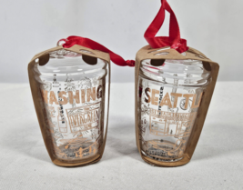 Starbucks Glass Tumbler Cup Christmas Ornament Set Seattle &amp; Washington ... - €17,32 EUR