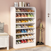 8Tier Tall Shoe Shelf Entryway Shoe Rack Organizer, Wooden Shoe Storage Cabinet - £133.67 GBP