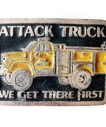 Fire Rescue Belt Buckle Attack Truck Vintage Enamel Painted Fireman 1970... - €60,78 EUR