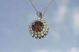 Royale Gems Man Made Diamond 2.25 carats White 10KTGold chain Amber Faceted Gem  - £23.45 GBP
