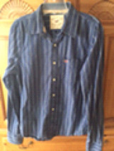 Hollister Men’s Long sleeve Striped Shirt Blue size Medium - £35.96 GBP