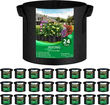 Modern 24-Pack 5 Gallon Black Grow Bags with Handles for Effortless Gard... - $70.24