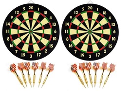 2 Dartboard Sets - Double Sided 2 Game 16.5&quot; DART BOARDS + 6 Brass Tippe... - $26.99
