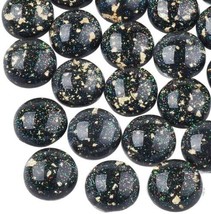 10 Resin Cabochons 12mm Circle Flat Backs Earring Making Domed Black Gold Foil - £3.18 GBP