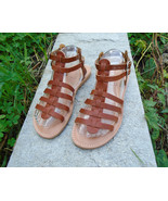 Women&#39;s Handmade Greek Leather Cushioned Gladiator Sandals - £44.63 GBP