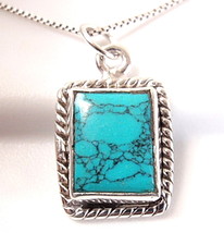 Small Turquoise 925 Sterling Silver Pendant with Rope Style Border Accent - £5.02 GBP
